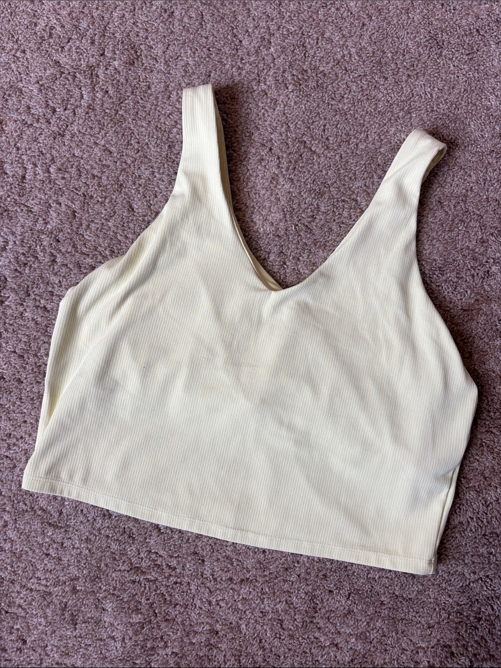 Light Yellow Ribbed Long line sports bra